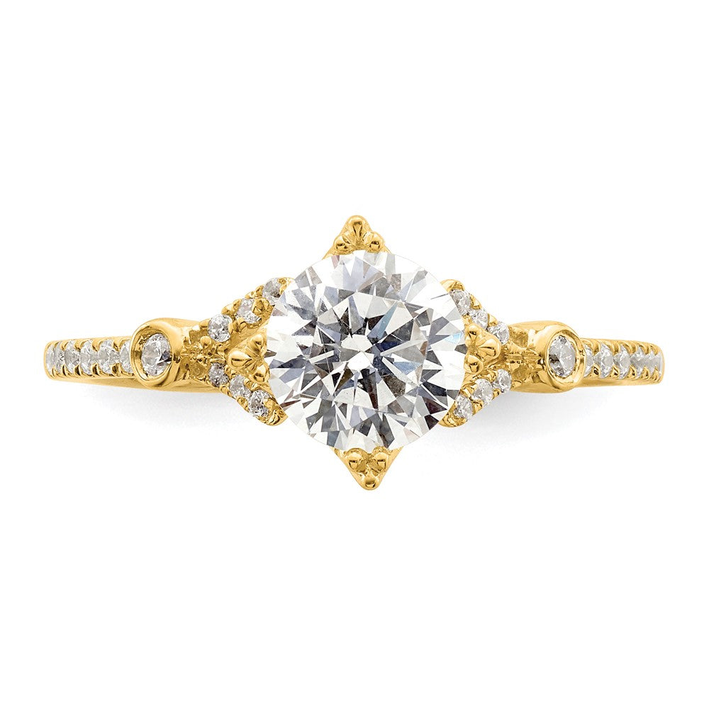 14K Gelbgold (holds 1 Karat (6.5mm) Rund Mittig) 1/8 Karat Diamant Halbfassung Verlobungsring