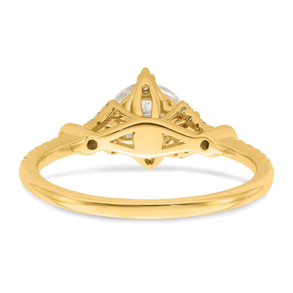 14K Gelbgold (holds 1 Karat (6.5mm) Rund Mittig) 1/8 Karat Diamant Halbfassung Verlobungsring
