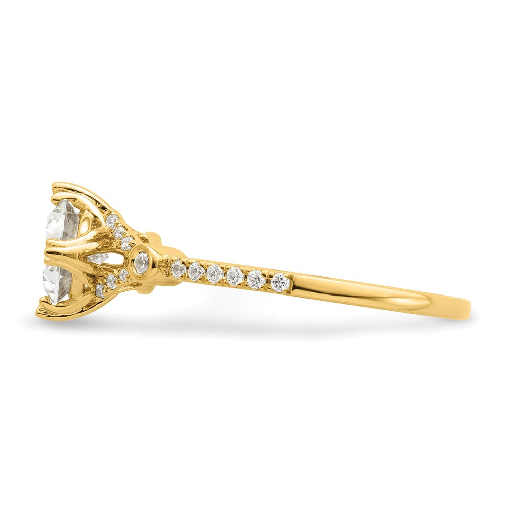 14K Gelbgold (holds 1 Karat (8.00x6.1mm) Oval Mittig) 1/8 Diamant Halbfassung Verlobungsring