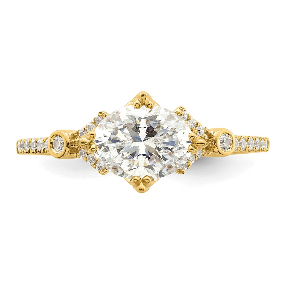 14K Gelbgold (holds 1 Karat (8.00x6.1mm) Oval Mittig) 1/8 Diamant Halbfassung Verlobungsring