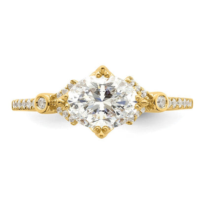14K Gelbgold (holds 1 Karat (8.00x6.1mm) Oval Mittig) 1/8 Diamant Halbfassung Verlobungsring