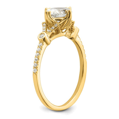 14K Gelbgold (holds 1 Karat (8.00x6.1mm) Oval Mittig) 1/8 Diamant Halbfassung Verlobungsring