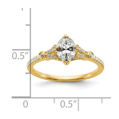 14K Gelbgold (holds 1 Karat (8.00x6.1mm) Oval Mittig) 1/8 Diamant Halbfassung Verlobungsring