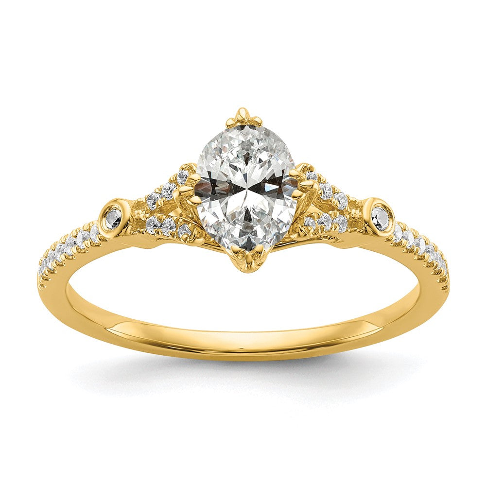 14K Gelbgold (holds 1 Karat (8.00x6.1mm) Oval Mittig) 1/8 Diamant Halbfassung Verlobungsring