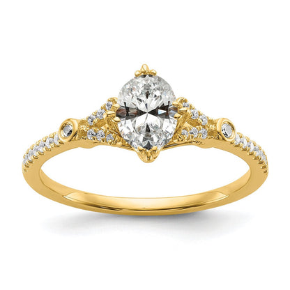 14K Gelbgold (holds 1 Karat (8.00x6.1mm) Oval Mittig) 1/8 Diamant Halbfassung Verlobungsring