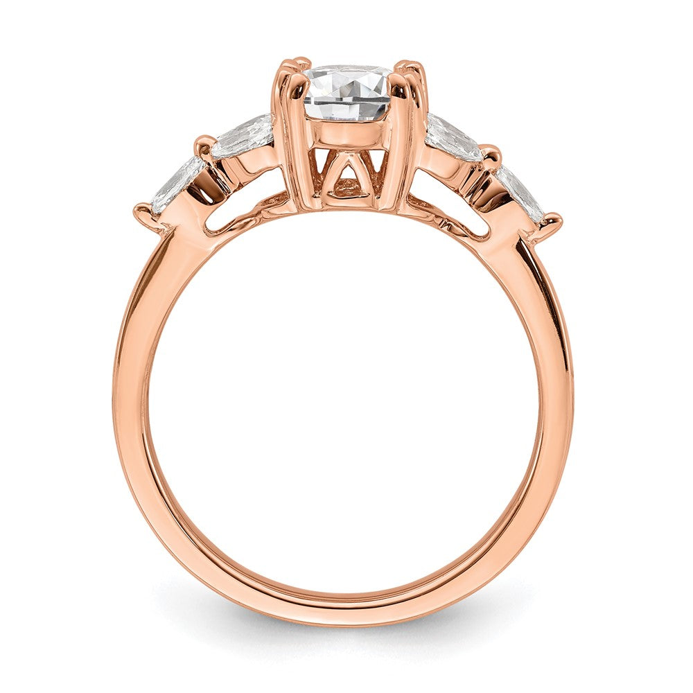 14K Roségold (holds 1 Karat (8.00x6.1mm) Oval Mittig) 1/5 Marquise Diamant Halbfassung Verlobungsring