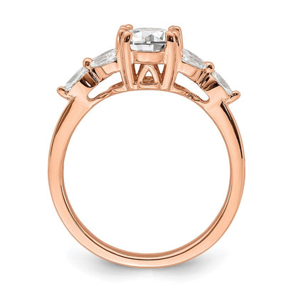 14K Roségold (holds 1 Karat (8.00x6.1mm) Oval Mittig) 1/5 Marquise Diamant Halbfassung Verlobungsring