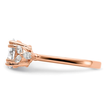 14K Roségold (holds 1 Karat (8.00x6.1mm) Oval Mittig) 1/5 Marquise Diamant Halbfassung Verlobungsring