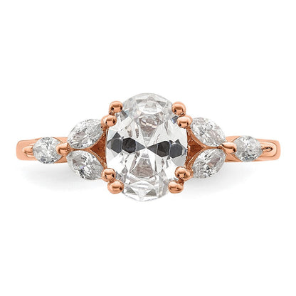 14K Roségold (holds 1 Karat (8.00x6.1mm) Oval Mittig) 1/5 Marquise Diamant Halbfassung Verlobungsring