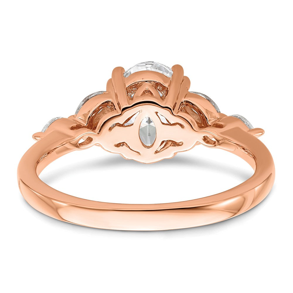 14K Roségold (holds 1 Karat (8.00x6.1mm) Oval Mittig) 1/5 Marquise Diamant Halbfassung Verlobungsring