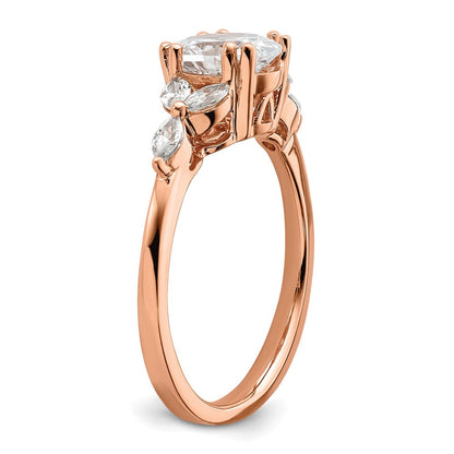14K Roségold (holds 1 Karat (8.00x6.1mm) Oval Mittig) 1/5 Marquise Diamant Halbfassung Verlobungsring