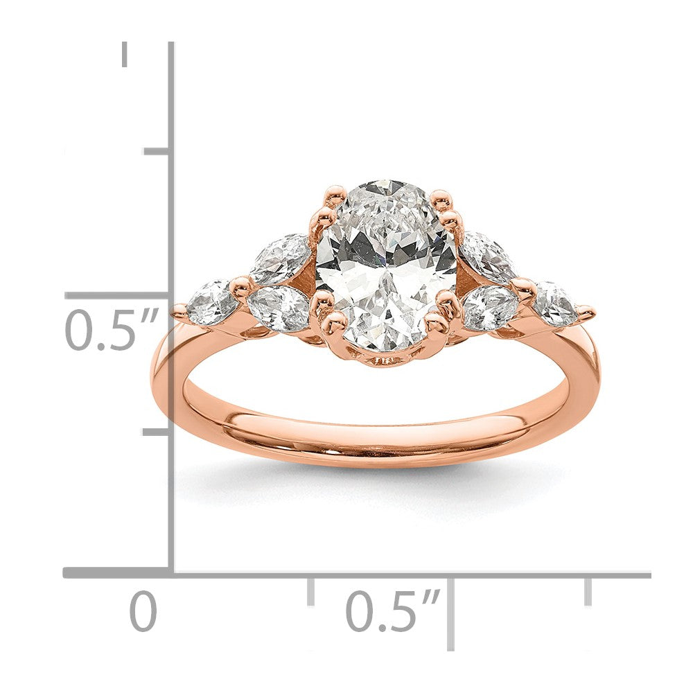 14K Roségold (holds 1 Karat (8.00x6.1mm) Oval Mittig) 1/5 Marquise Diamant Halbfassung Verlobungsring