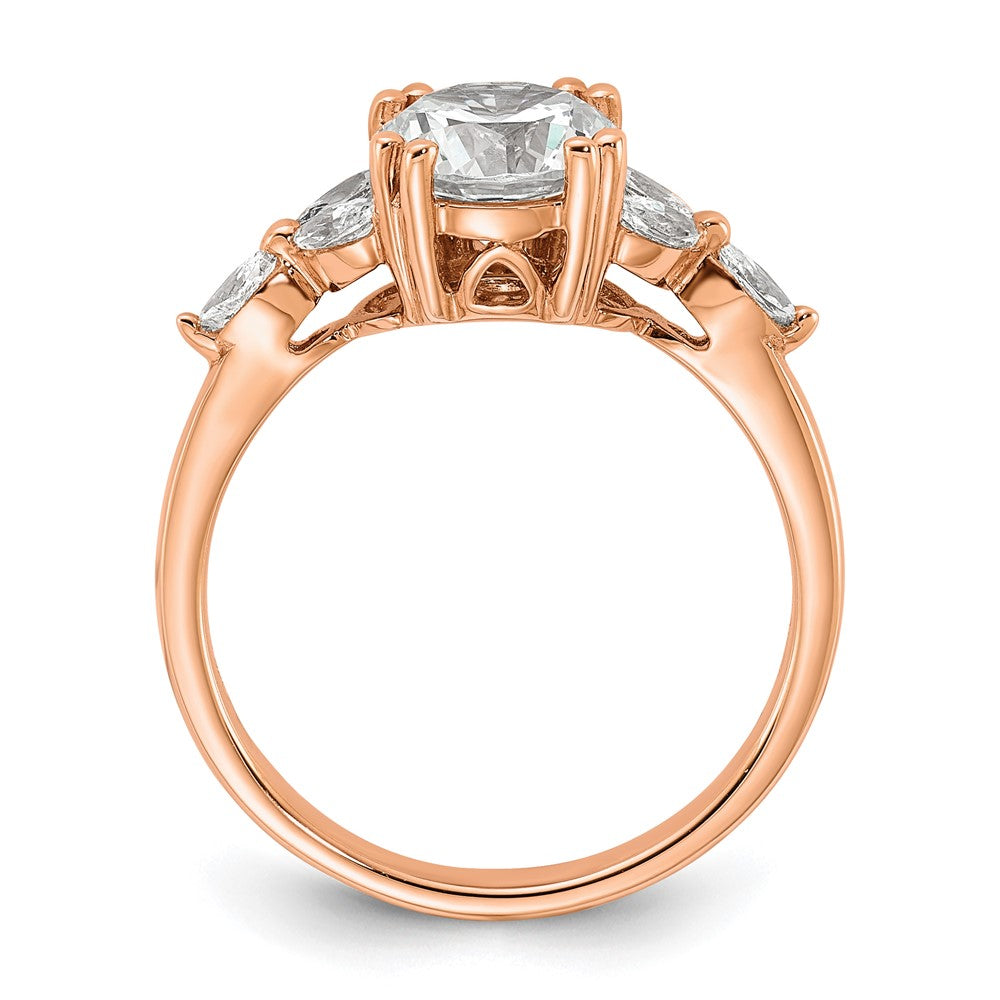 14K Roségold (holds 1.5 Karat (7.5mm) Rund Mittig) 1/5 Marquise Diamant Halbfassung Verlobungsring