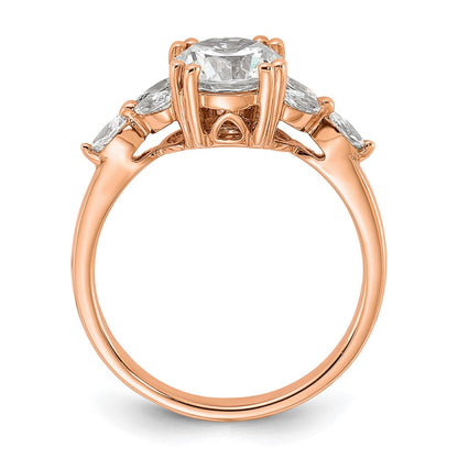 14K Roségold (holds 1.5 Karat (7.5mm) Rund Mittig) 1/5 Marquise Diamant Halbfassung Verlobungsring