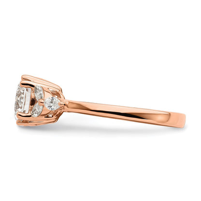 14K Roségold (holds 1.5 Karat (7.5mm) Rund Mittig) 1/5 Marquise Diamant Halbfassung Verlobungsring
