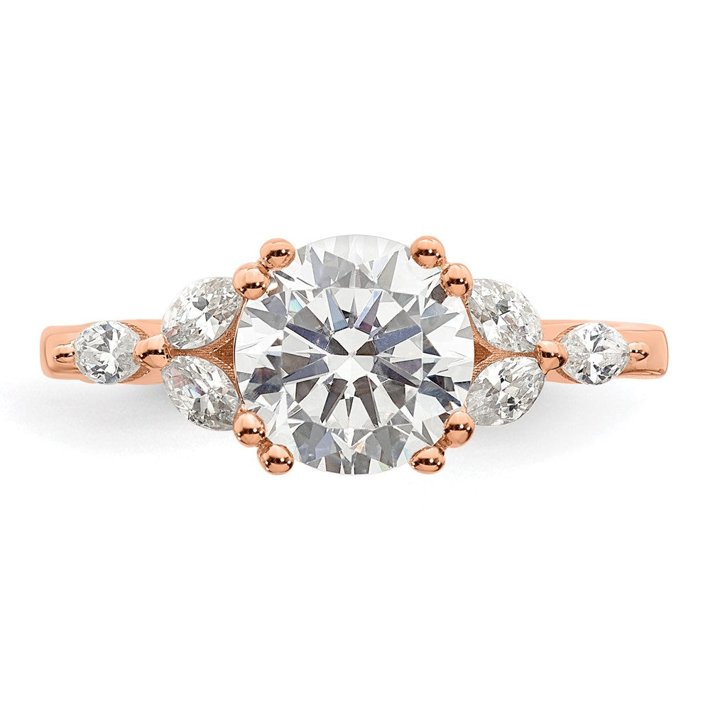14K Roségold (holds 1.5 Karat (7.5mm) Rund Mittig) 1/5 Marquise Diamant Halbfassung Verlobungsring