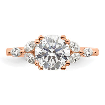 14K Roségold (holds 1.5 Karat (7.5mm) Rund Mittig) 1/5 Marquise Diamant Halbfassung Verlobungsring