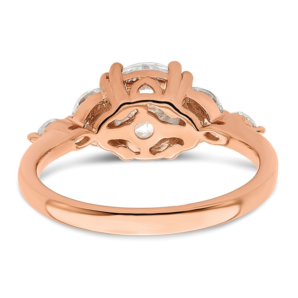 14K Roségold (holds 1.5 Karat (7.5mm) Rund Mittig) 1/5 Marquise Diamant Halbfassung Verlobungsring