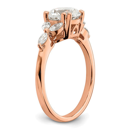 14K Roségold (holds 1.5 Karat (7.5mm) Rund Mittig) 1/5 Marquise Diamant Halbfassung Verlobungsring