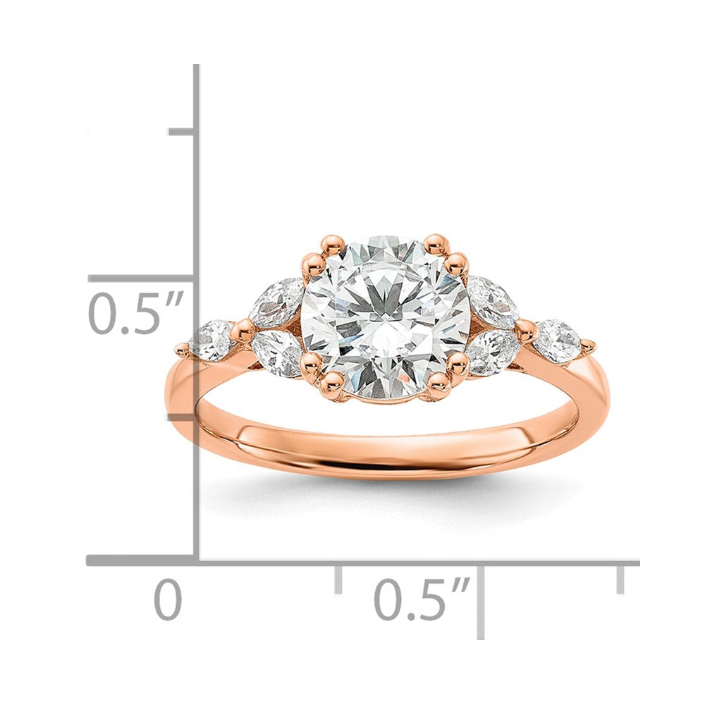 14K Roségold (holds 1.5 Karat (7.5mm) Rund Mittig) 1/5 Marquise Diamant Halbfassung Verlobungsring