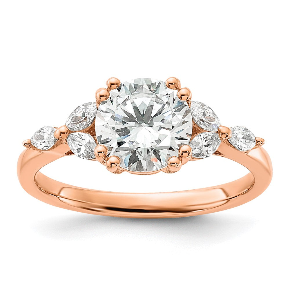 14K Roségold (holds 1.5 Karat (7.5mm) Rund Mittig) 1/5 Marquise Diamant Halbfassung Verlobungsring