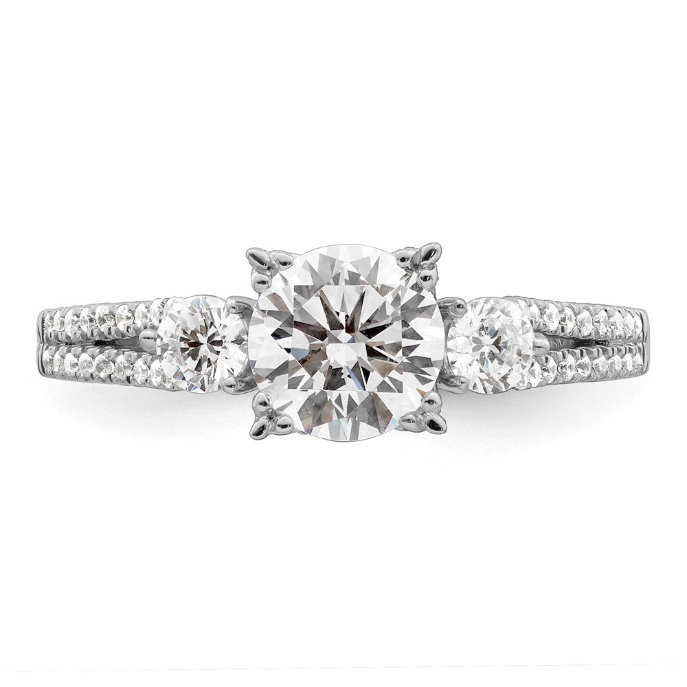 14K Weißgold Verlobungsring mit 1 ct. rundem Center und 0,375 ct. laborgezüchteten Diamanten VS/SI+ G+