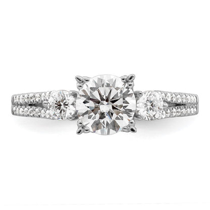 14K Weißgold Verlobungsring mit 1 ct. rundem Center und 0,375 ct. laborgezüchteten Diamanten VS/SI+ G+