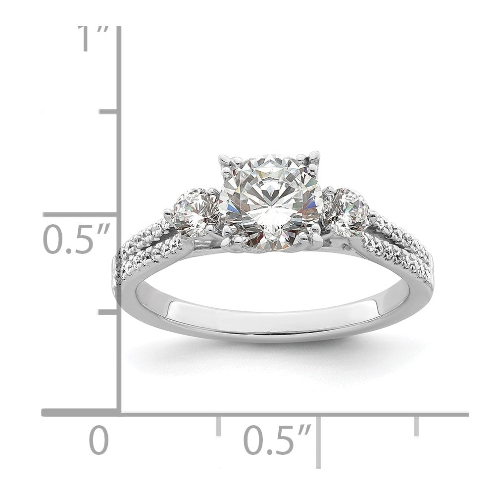 14K Weißgold Verlobungsring mit 1 ct. rundem Center und 0,375 ct. laborgezüchteten Diamanten VS/SI+ G+