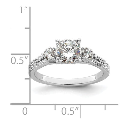14K Weißgold Verlobungsring mit 1 ct. rundem Center und 0,375 ct. laborgezüchteten Diamanten VS/SI+ G+