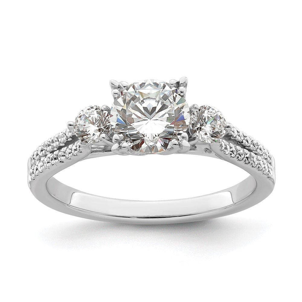 14K Weißgold Verlobungsring mit 1 ct. rundem Center und 0,375 ct. laborgezüchteten Diamanten VS/SI+ G+