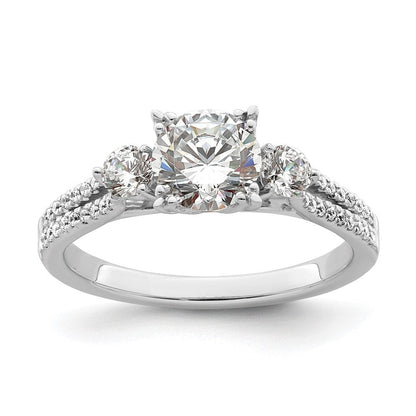 14K Weißgold Verlobungsring mit 1 ct. rundem Center und 0,375 ct. laborgezüchteten Diamanten VS/SI+ G+
