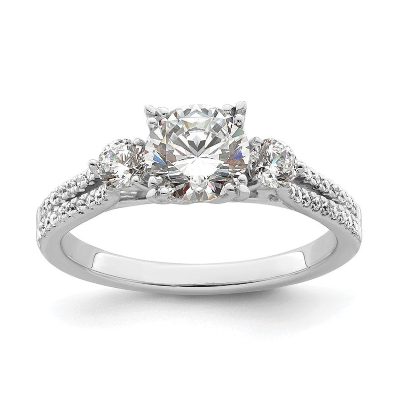 14K Weißgold Verlobungsring mit 1 ct. rundem Center und 0,375 ct. laborgezüchteten Diamanten VS/SI+ G+