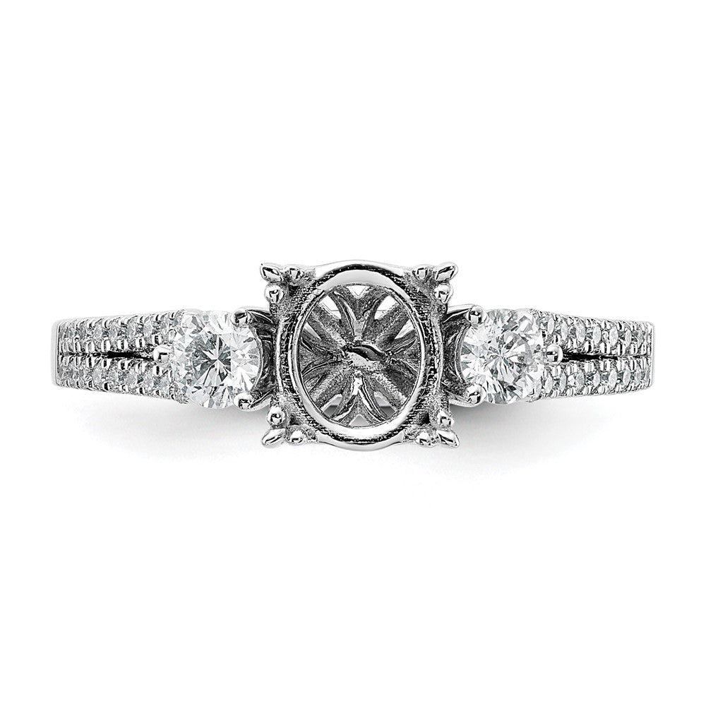 14K Weißgold Verlobungsring mit 0,375 ct. im Labor gezüchteten Diamanten VS/SI+ G+ und 1 ct. ovalem Mittelstein