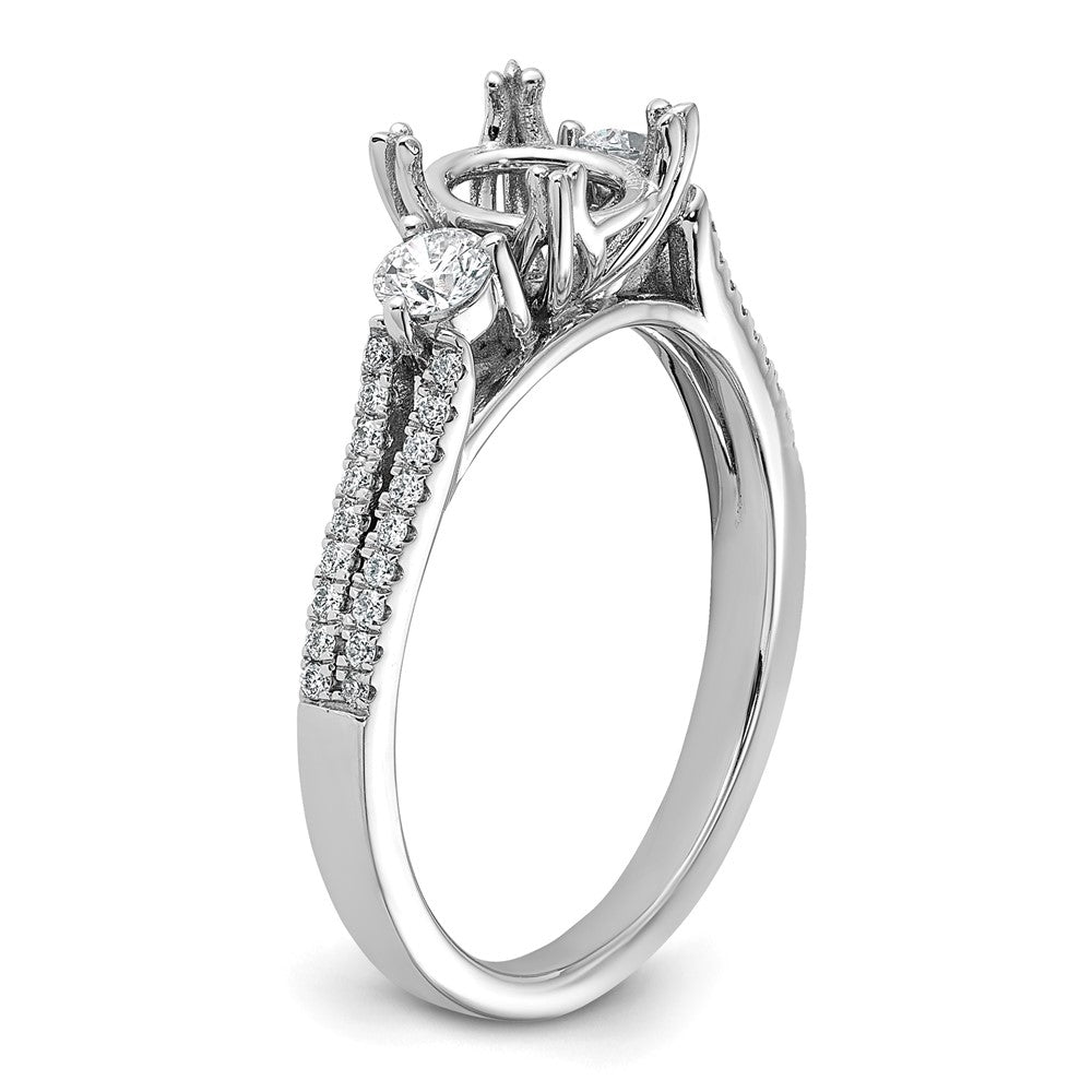 14K Weißgold Verlobungsring mit 0,375 ct. im Labor gezüchteten Diamanten VS/SI+ G+ und 1 ct. ovalem Mittelstein