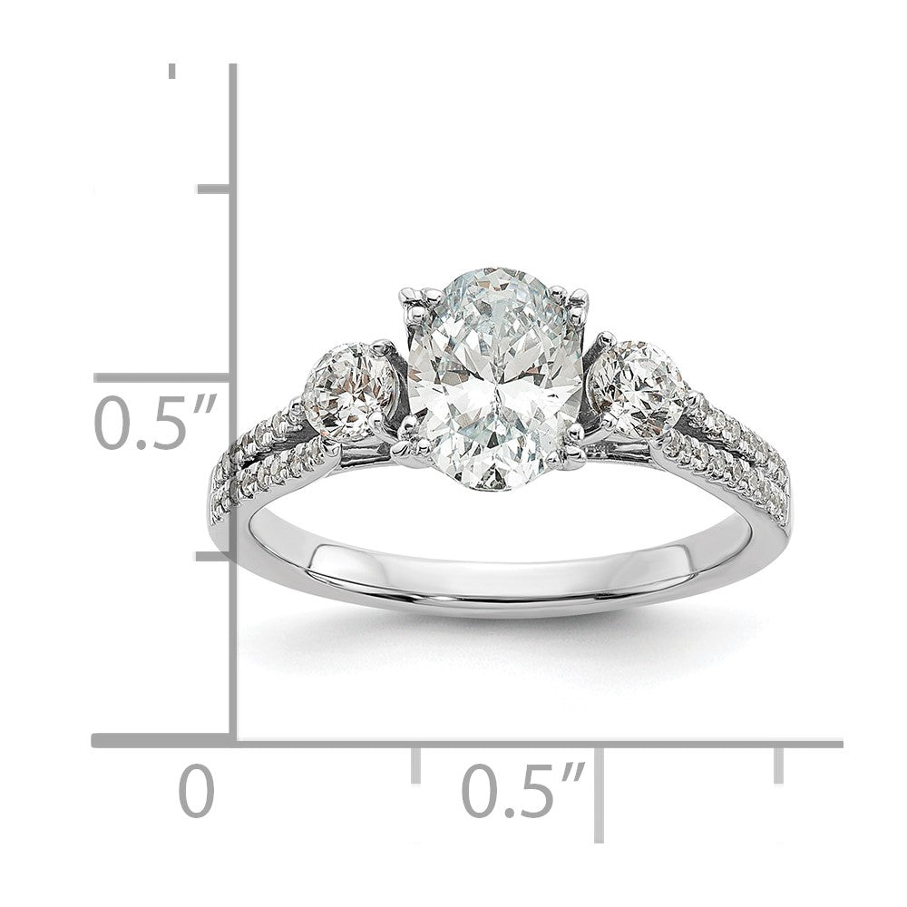 14K Weißgold Verlobungsring mit 0,375 ct. im Labor gezüchteten Diamanten VS/SI+ G+ und 1 ct. ovalem Mittelstein