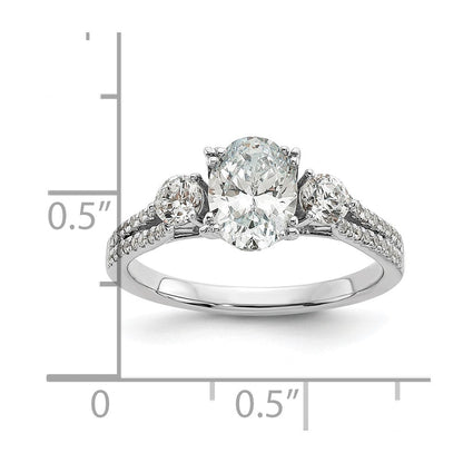 14K Weißgold Verlobungsring mit 0,375 ct. im Labor gezüchteten Diamanten VS/SI+ G+ und 1 ct. ovalem Mittelstein