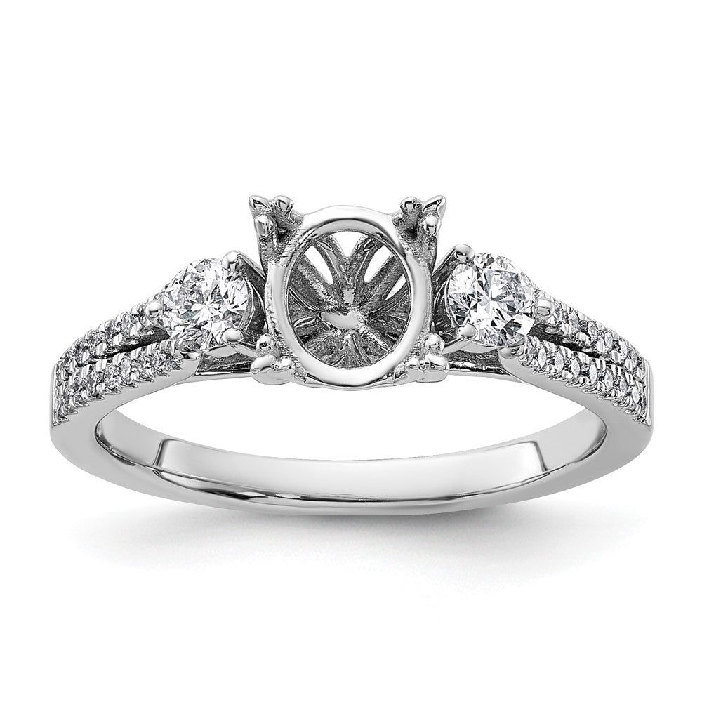 14K Weißgold Verlobungsring mit 0,375 ct. im Labor gezüchteten Diamanten VS/SI+ G+ und 1 ct. ovalem Mittelstein