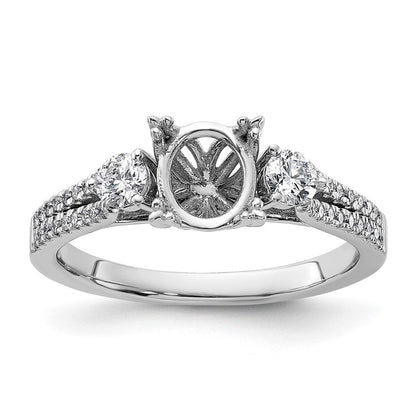 14K Weißgold Verlobungsring mit 0,375 ct. im Labor gezüchteten Diamanten VS/SI+ G+ und 1 ct. ovalem Mittelstein