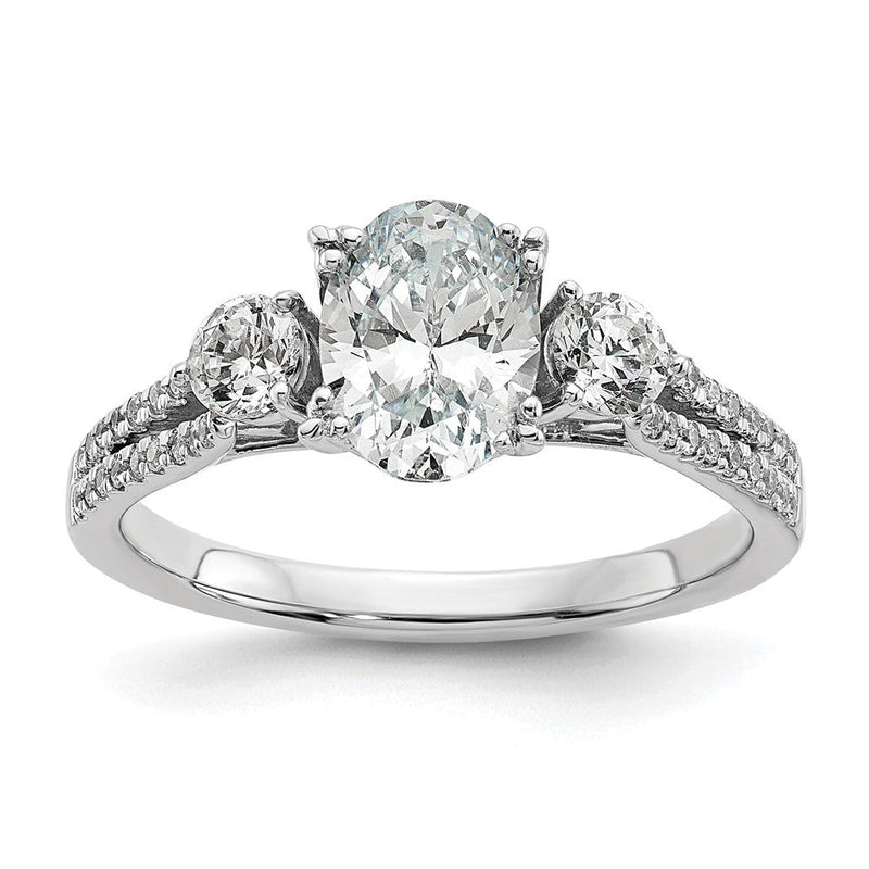 14K Weißgold Verlobungsring mit 0,375 ct. im Labor gezüchteten Diamanten VS/SI+ G+ und 1 ct. ovalem Mittelstein