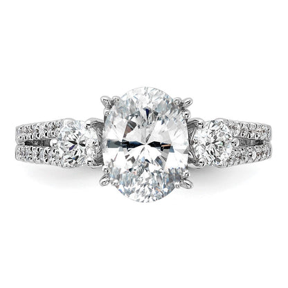 14K Weißgold Verlobungsring mit ovalem 1,5 ct. Diamant-Mittelstein, laborgezüchtet, und 0,5 ct. Diamanten VS/SI+ G+