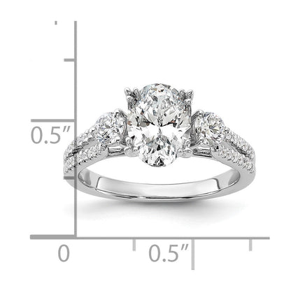 14K Weißgold Verlobungsring mit ovalem 1,5 ct. Diamant-Mittelstein, laborgezüchtet, und 0,5 ct. Diamanten VS/SI+ G+