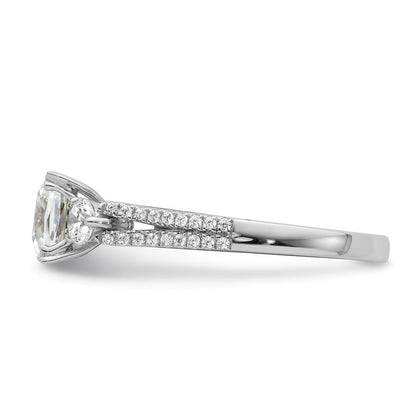 14K Weißgold 0,75 ct. Labor gezüchteter Diamant VS/SI+ G+ 1 ct. Center Kissenschliff Verlobungsring