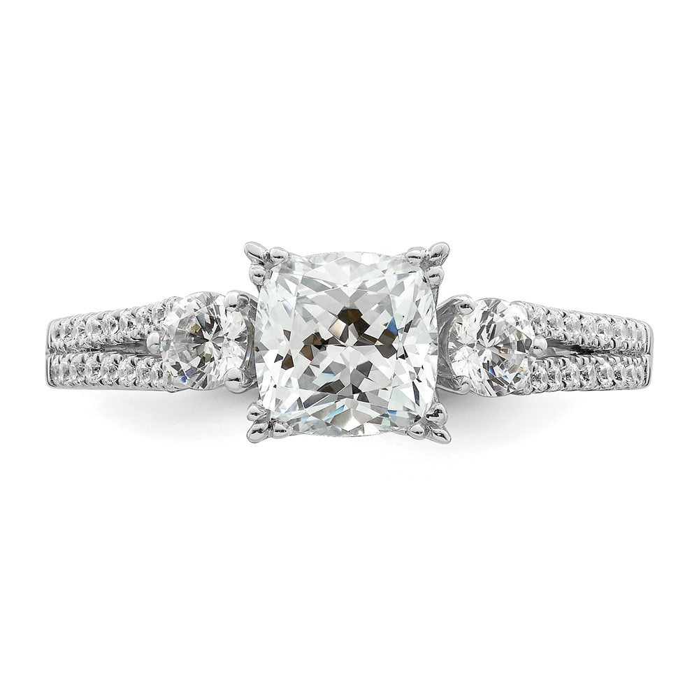 14K Weißgold 0,75 ct. Labor gezüchteter Diamant VS/SI+ G+ 1 ct. Center Kissenschliff Verlobungsring
