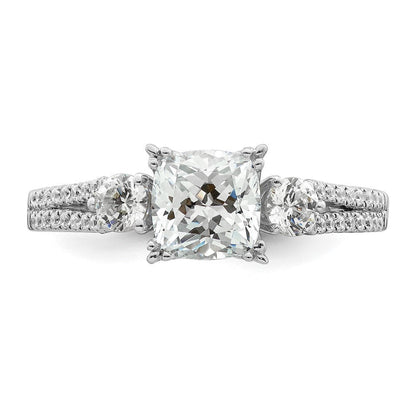 14K Weißgold 0,75 ct. Labor gezüchteter Diamant VS/SI+ G+ 1 ct. Center Kissenschliff Verlobungsring