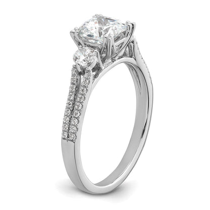 14K Weißgold 0,75 ct. Labor gezüchteter Diamant VS/SI+ G+ 1 ct. Center Kissenschliff Verlobungsring