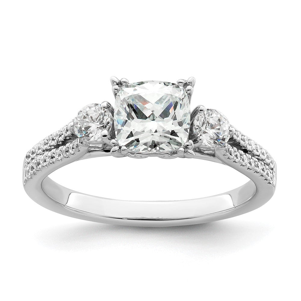 14K Weißgold 0,75 ct. Labor gezüchteter Diamant VS/SI+ G+ 1 ct. Center Kissenschliff Verlobungsring