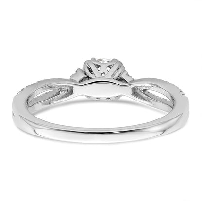 14K Weißgold Kreuz (holds 1/2 Karat (5.2mm) Rund Mittig) 1/6 Diamant Halbfassung Verlobungsring