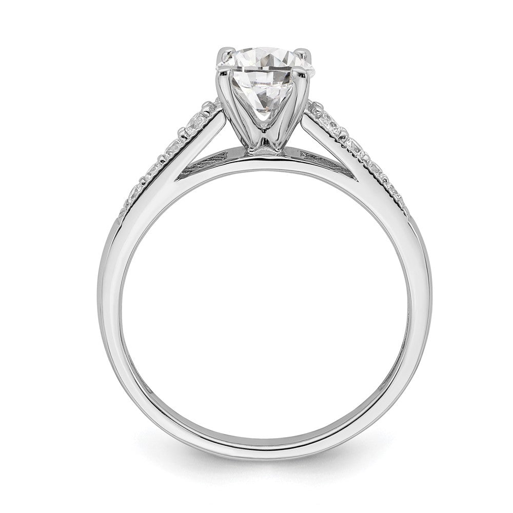14K Weißgold (holds 1 Karat (6.5mm) Rund Mittig) 1/5 Diamant Halbfassung Verlobungsring