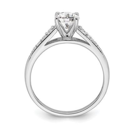 14K Weißgold (holds 1 Karat (6.5mm) Rund Mittig) 1/5 Diamant Halbfassung Verlobungsring