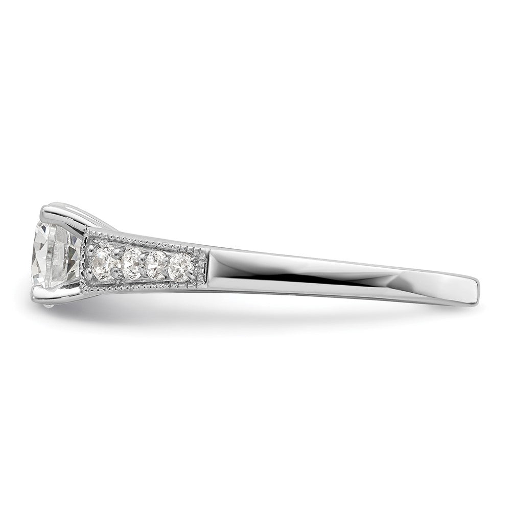 14K Weißgold (holds 1 Karat (6.5mm) Rund Mittig) 1/5 Diamant Halbfassung Verlobungsring
